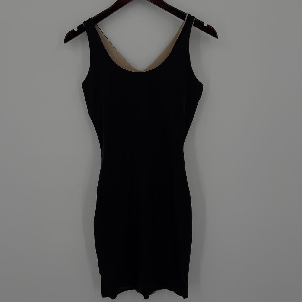 Assets By Spanx Reversible Mid-Thigh Shapewear Slip Dress Spandex Black/Natural